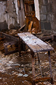 old wooden bench with rusty elements