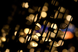 fairy lights suspended by wires