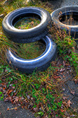 tires HDR on grass and concrete