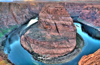 Horseshoe Bend HDR and Colorado river at sunset