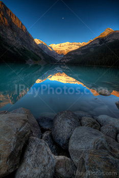 Lake Louise HDR sunrise in Alberta Rocky Mountains