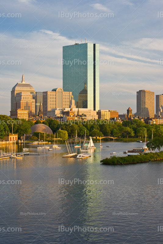 John Hancock Tower à Boston et Back Bay, au coucher de soleil