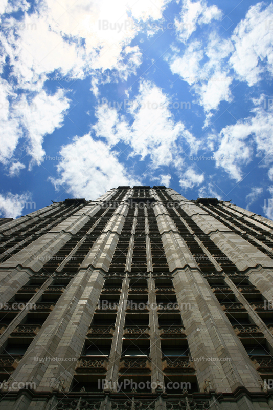 Woolworth Building, long angle view of skyscraper, New York City