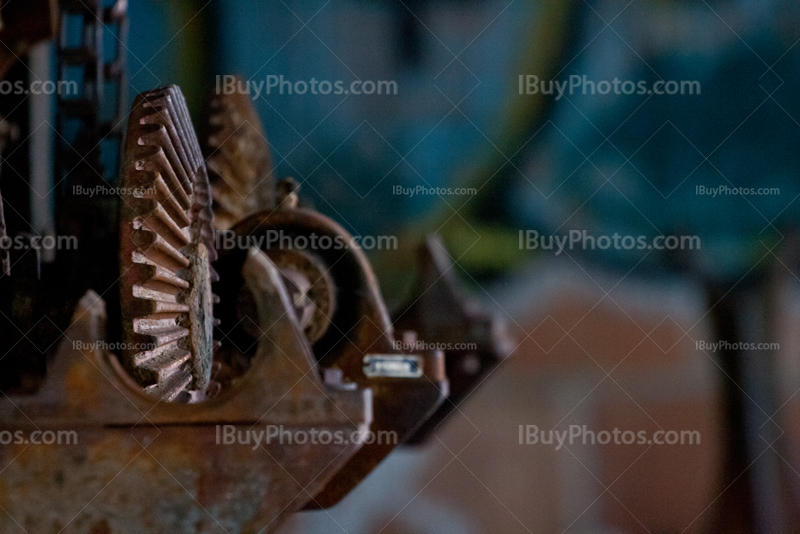 Rusty clockwork gear and metal pieces