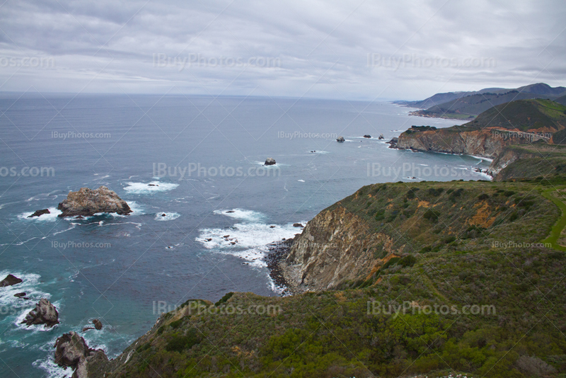 Californian coast and cliffs with Pacific ocean