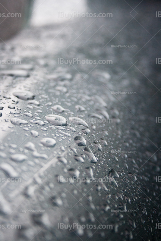 Raindrops on car bodywork
