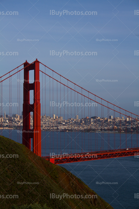 Golden Gate Bridge Tower and San Francisco Bay, California