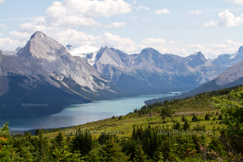 Maligne Lake from Bald Hills in Jasper Park, Alberta