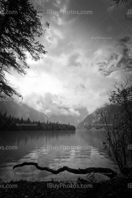 Lac Kinney le long du Berg Trail, photo noir et blanc