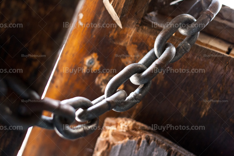 Lock and chain locking door