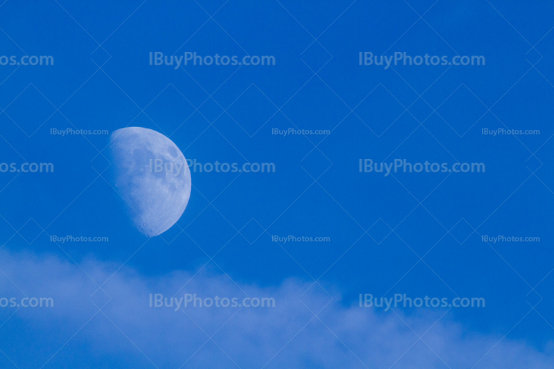 Moon in blue sky with cloud