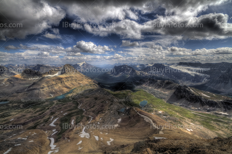 Cirque Peak in Canadian Rocky Mountains with cloudy sky on HDR photo