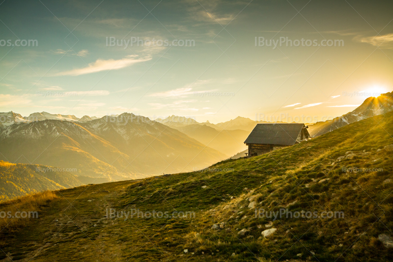 Mountains sunset chalet 001