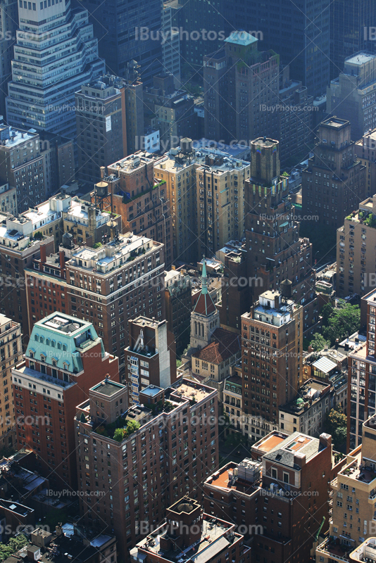 New York buildings with rooftops