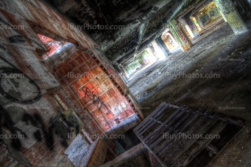 Parking lot with graffiti in a HDR photo