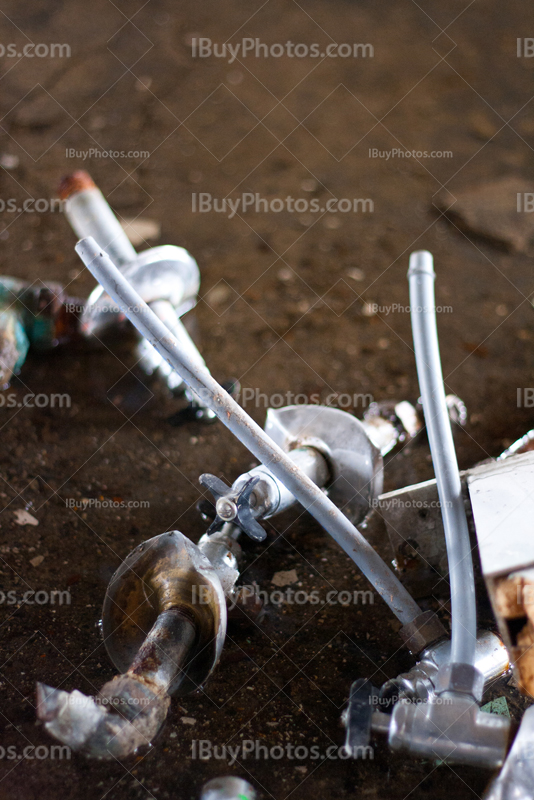 Plumbing accessories on floor