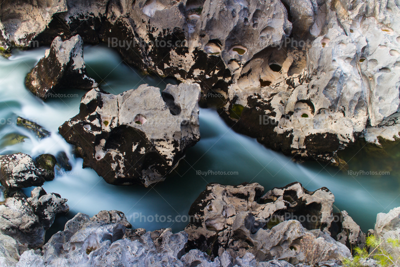 River torrent with rocks, long exposure