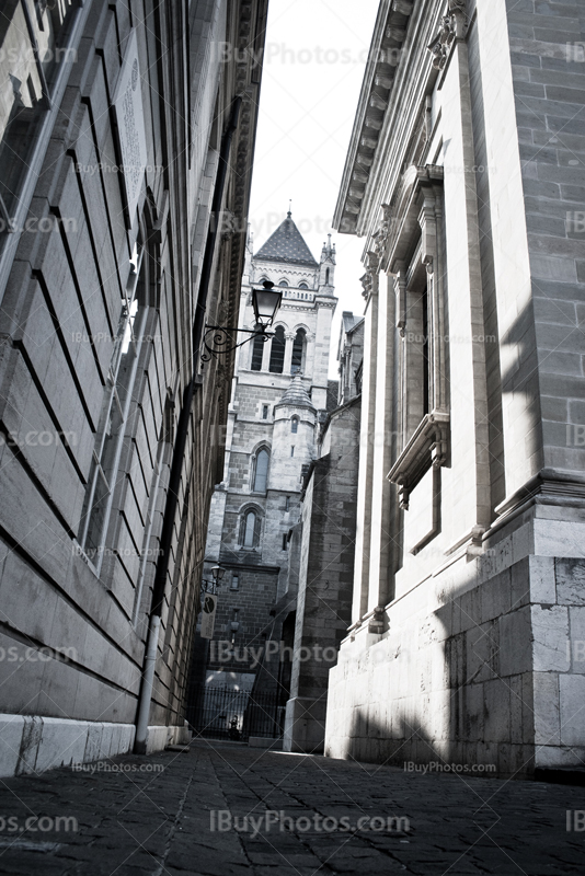 St. Pierre Cathedral in Geneva streets, Switzerland, Medieval Cathedral