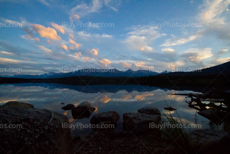 Sunset at Pyramid Lake in Jasper Park, Alberta