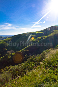 Californian sun on hills, California, US