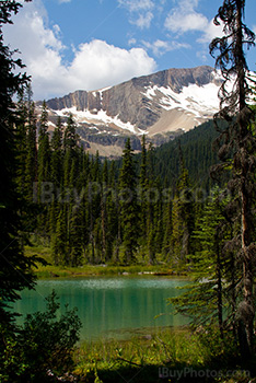 Turquoise lake in Yoho Park, British Columbia, with mountains in background