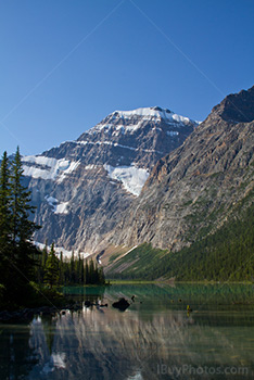 Cavell lake and Mount Edith in Jasper Park, Canadian mountains