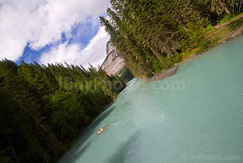 Robson River in British Columbia, blue water and trees