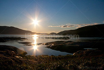 Bright sun on Tadoussac Bay and Saint Laurent River