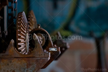 Rusty clockwork gear and metal pieces