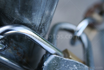 Lock and chain on portal