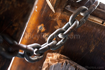 Lock and chain locking door