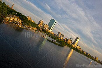 Back Bay de Boston et la Charles River, coucher de soleil sur skyline