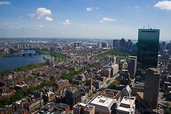 Vue aérienne de Boston, centre ville avec tour John Hancock